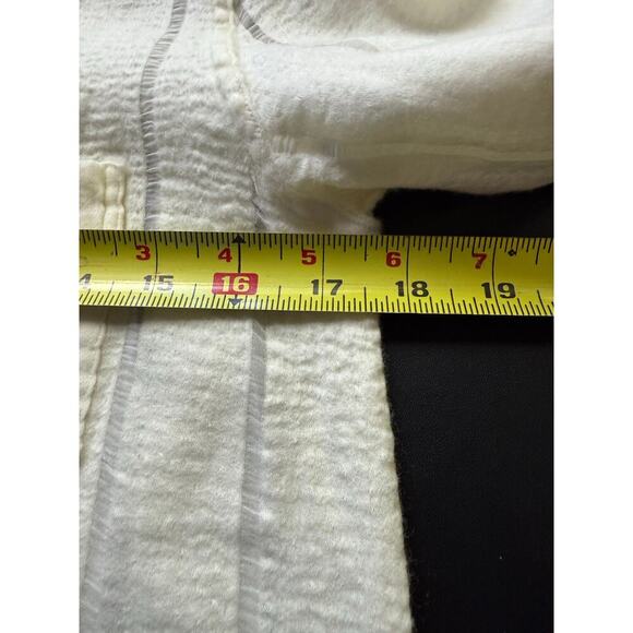 Solid And Striped Oxford Pocket Button Down Tunic Top Wool Silk Size Medium - Picture 10 of 11